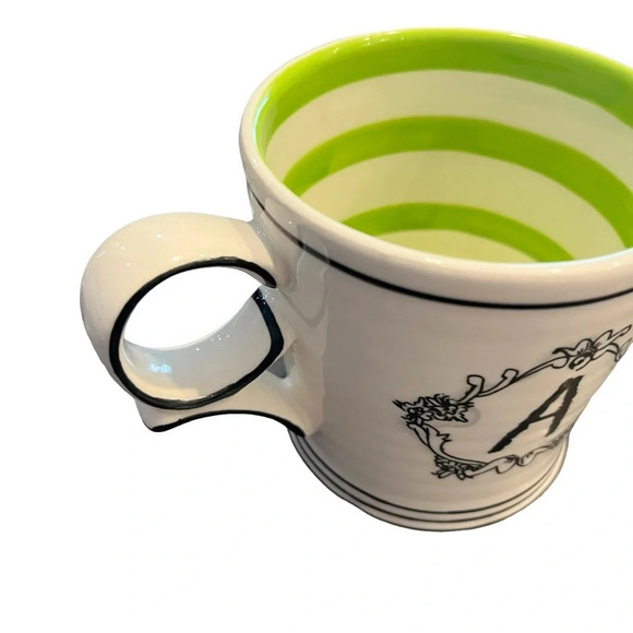 Katie Mandy Anthropologie A Letter Mug Lime Green Interior - Picture 7 of 8